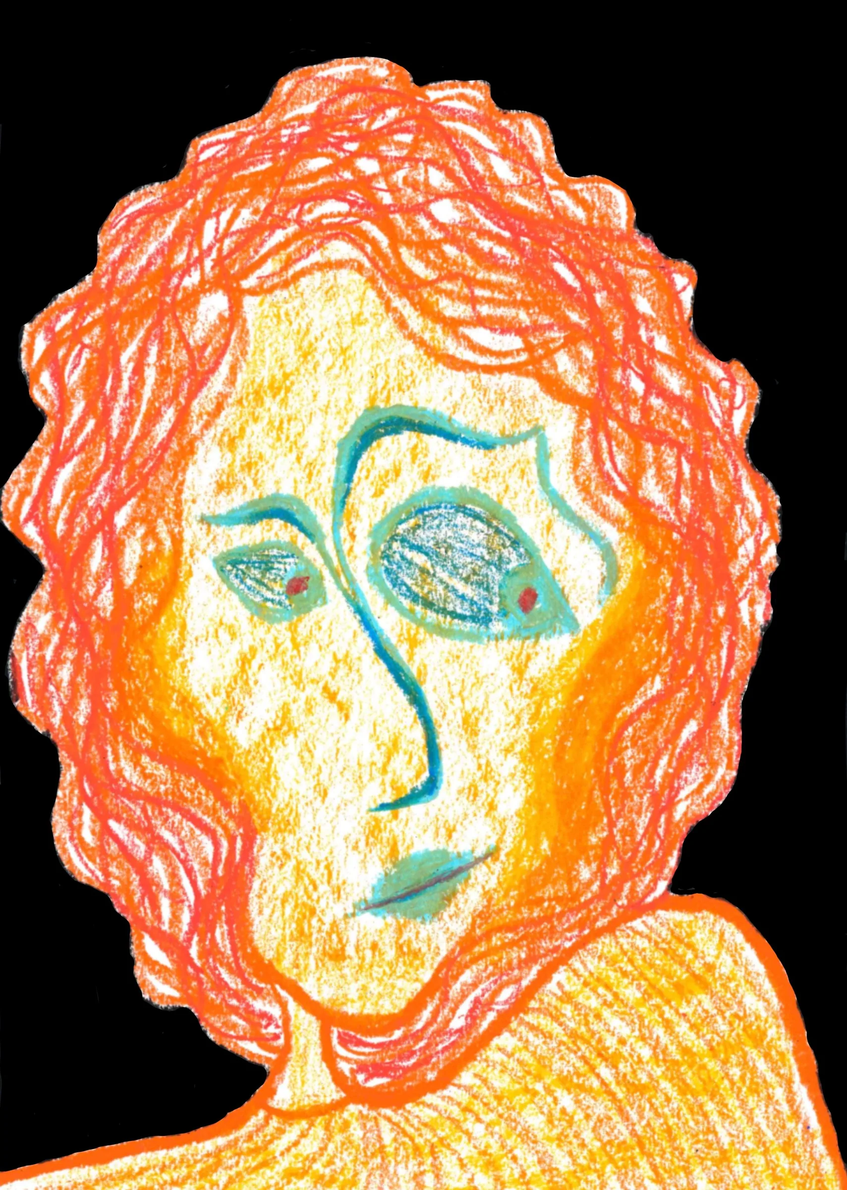 Green elongated face