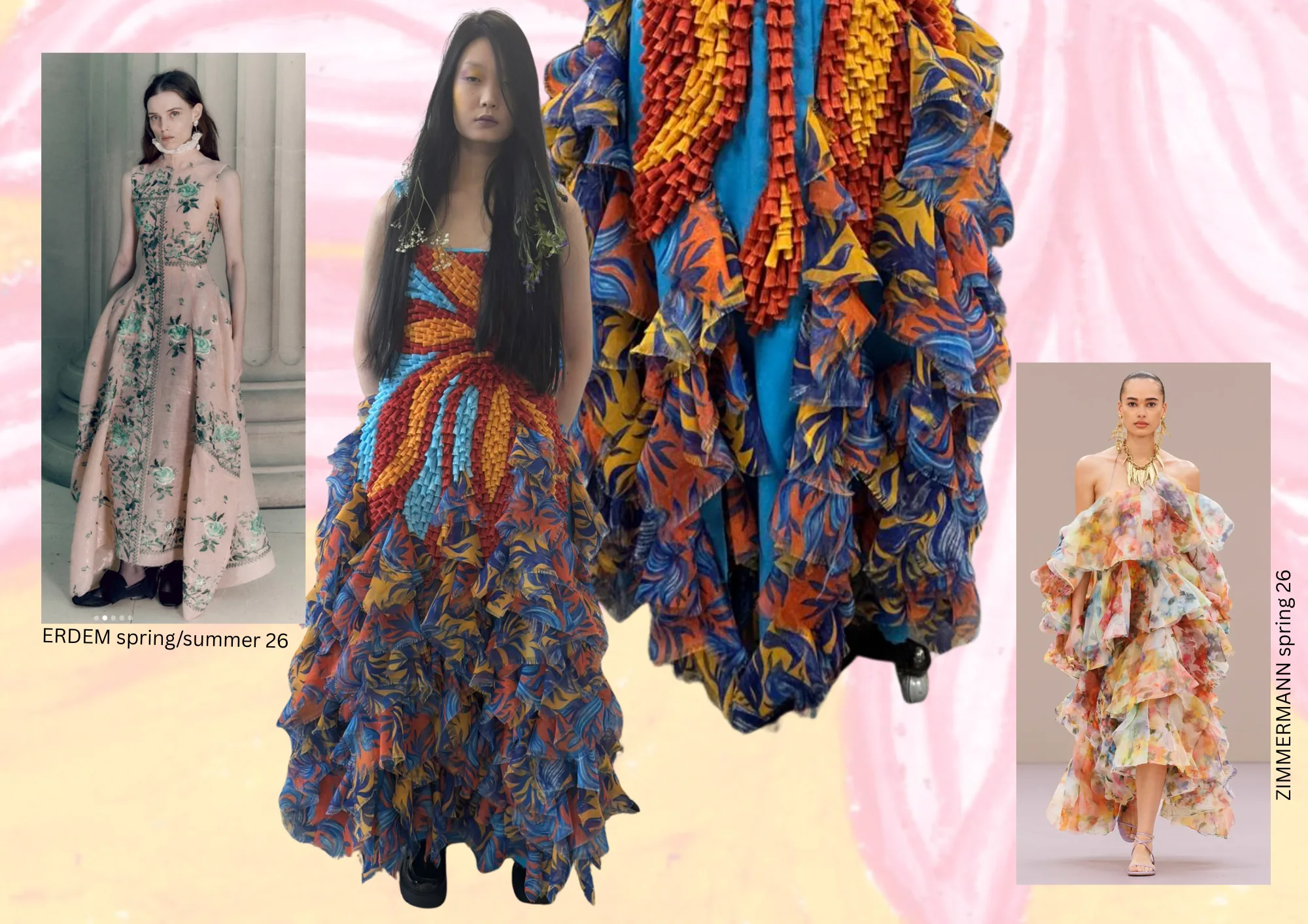 Reference page — Erdem and Zimmermann SS26 alongside the FMP final look