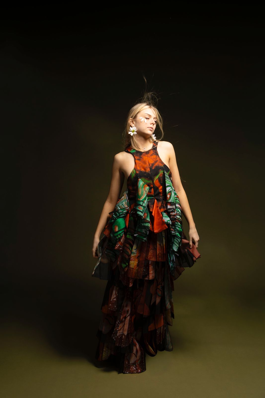 Under the Same Spell — tiered gown, full view. Photograph by Sophie Tyler, model Ellie Strain.